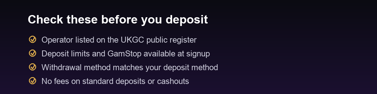 Checklist before depositing at a casino with a Monzo account