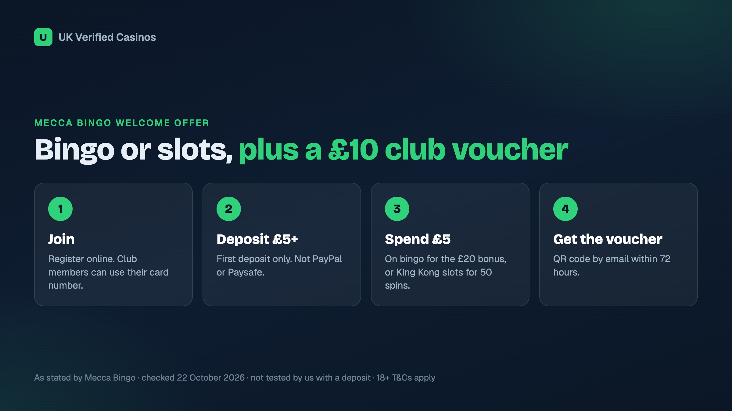 How to claim the Mecca Bingo welcome offer in four steps