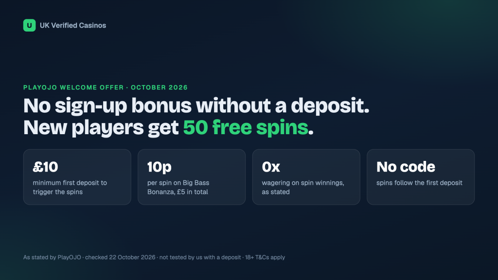 PlayOJO No Deposit Bonus (October 2026): Welcome Spins and Terms