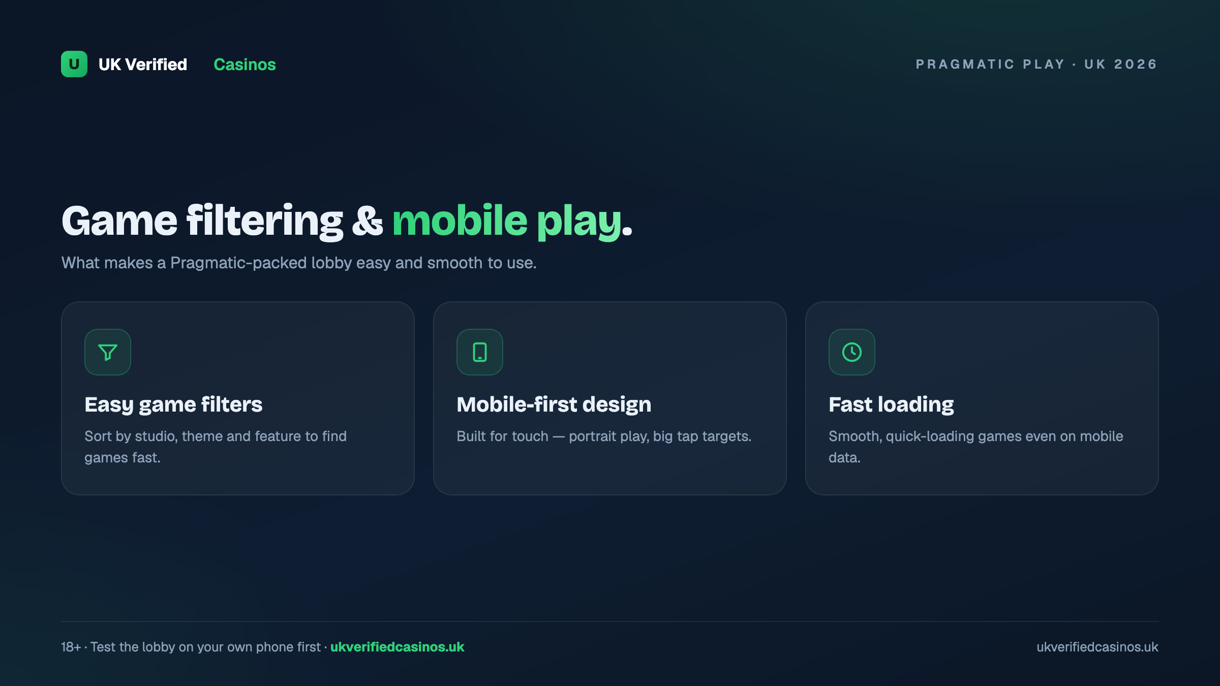 Pragmatic Play game filtering and mobile performance UK