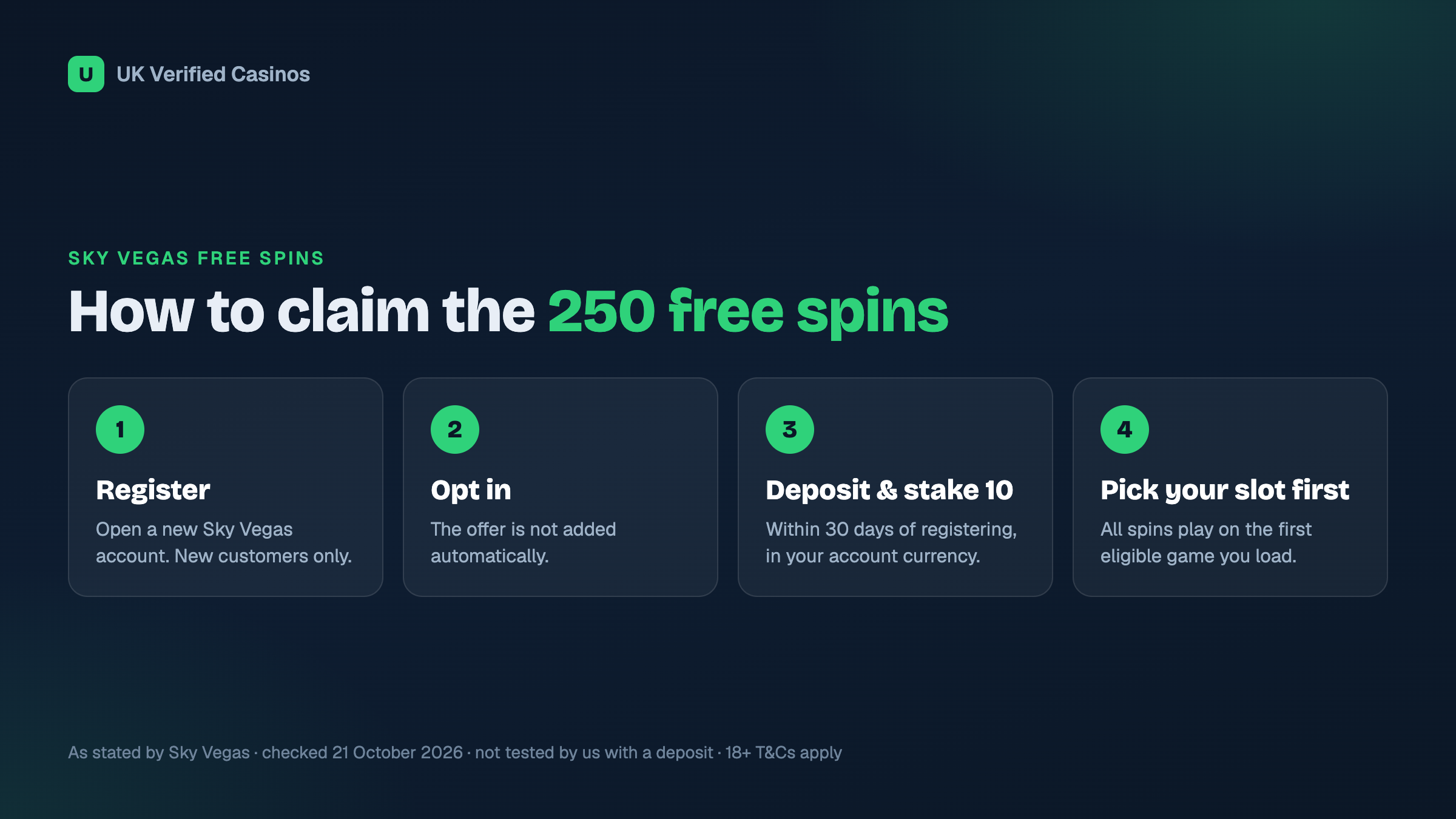 How to claim the Sky Vegas free spins in four steps
