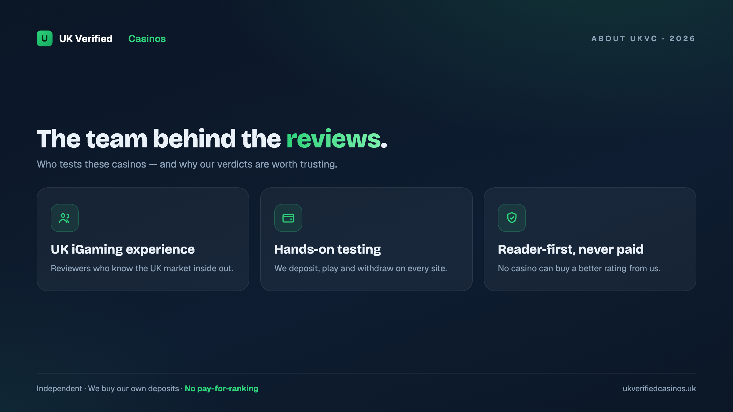 The team behind UK Verified Casinos reviews